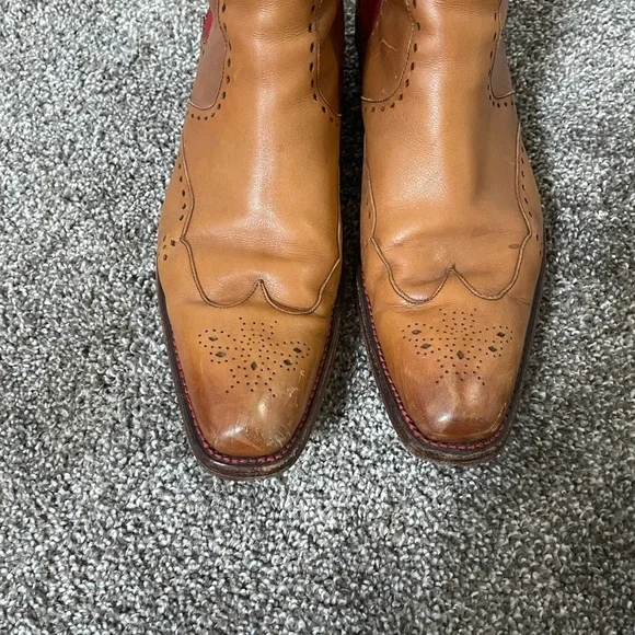 Jeffrey West Tan Chelsea Western Boots Size 9.5